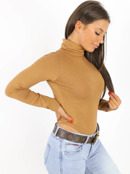 Bavlněné Body S Rolákem | hnědá X157
