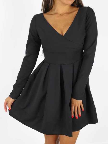 Elegantní Rozšířené Obálkové Šaty | černá X164