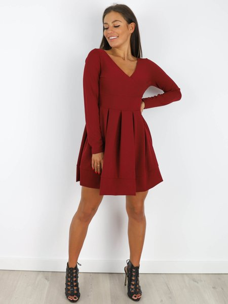 Elegantní Rozšířené Obálkové Šaty | kaštanové X164