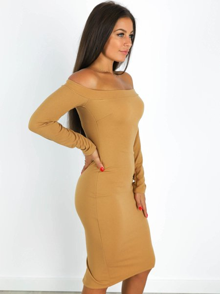 Elegantní Tužková Sukně S Rozparkem | béžová X163