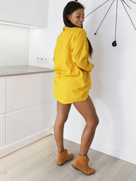 Košile Oversize Tunika Plátěná | žlutá X109