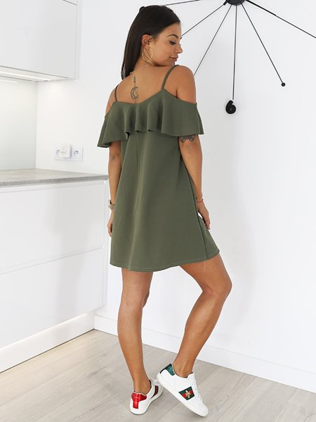 Španělské Šaty S Volánem | khaki X78