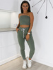 Bavlněná Halenka Krátký Top Pruhovaný | khaki X63