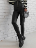 Kalhoty s vysokým pasem z ekokůže se zipem černá C501