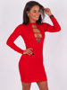 Pruhované Bavlněné Šaty S Pruhovaným Výstřihem | červená B273