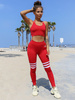 Sportovní Podprsenka Crop Top Krátký Pruhovaný | červená G06