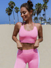 Sportovní Podprsenka Crop Top Krátký Pruhovaný | růžová G06