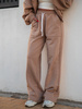 Volné bavlněné tepláky se širokými nohavicemi a kapsami béžové/hnědé E70